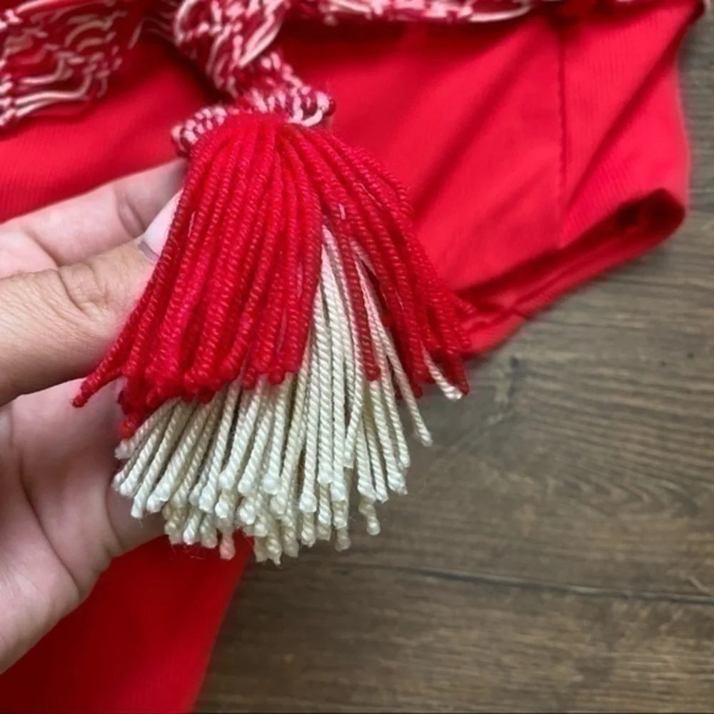 NWT Cosita Linda Red Bikini Bottoms Tassel Tie High Cut Small